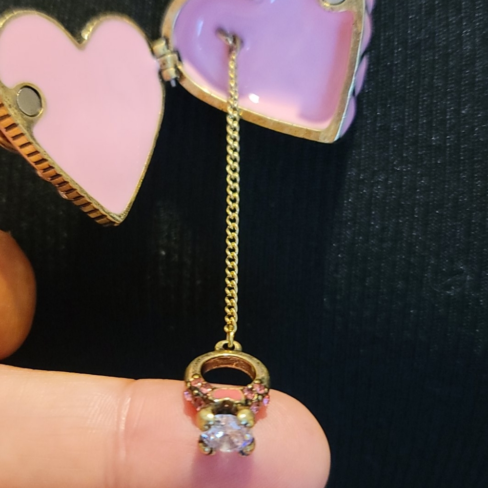 NWT Pink Heart Locket Necklace by Betsey Johnson - Picture 7 of 11